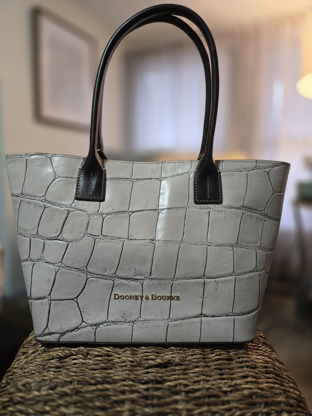 Title: NWOT Dooney & Bourke Denison Maxine Tote - Smoke Grey Croc (Never Used)